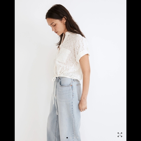 Madewell eyelet button up drawstring top XL - Picture 2 of 7